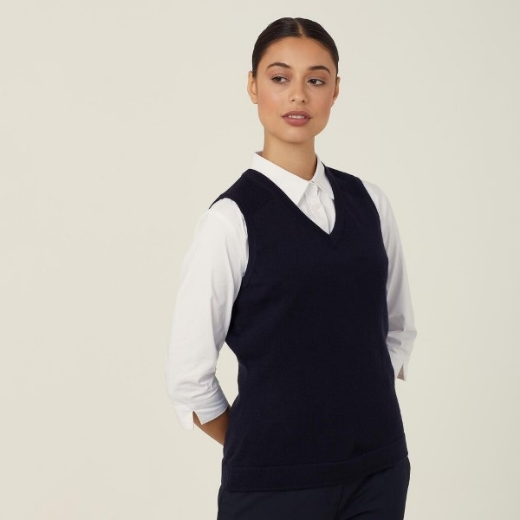 Picture of NNT Ladies Pure Wool Textured Panel Vest